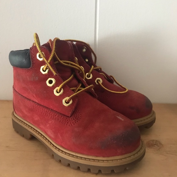 Red Timberlands toddler size 10 - Picture 3 of 5